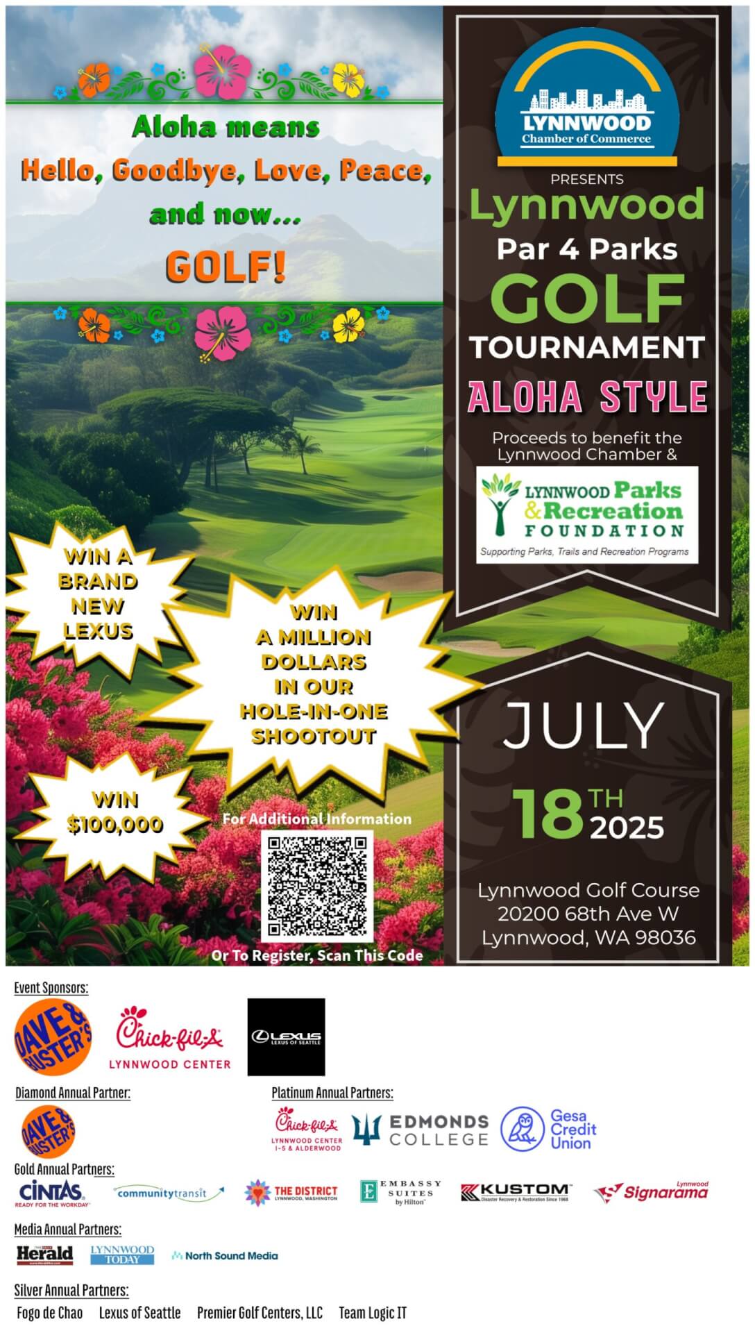 2025 PAR 4 PARKS Golf Tournament Flyer Lynnwood Par 4 Parks Golf Tournament